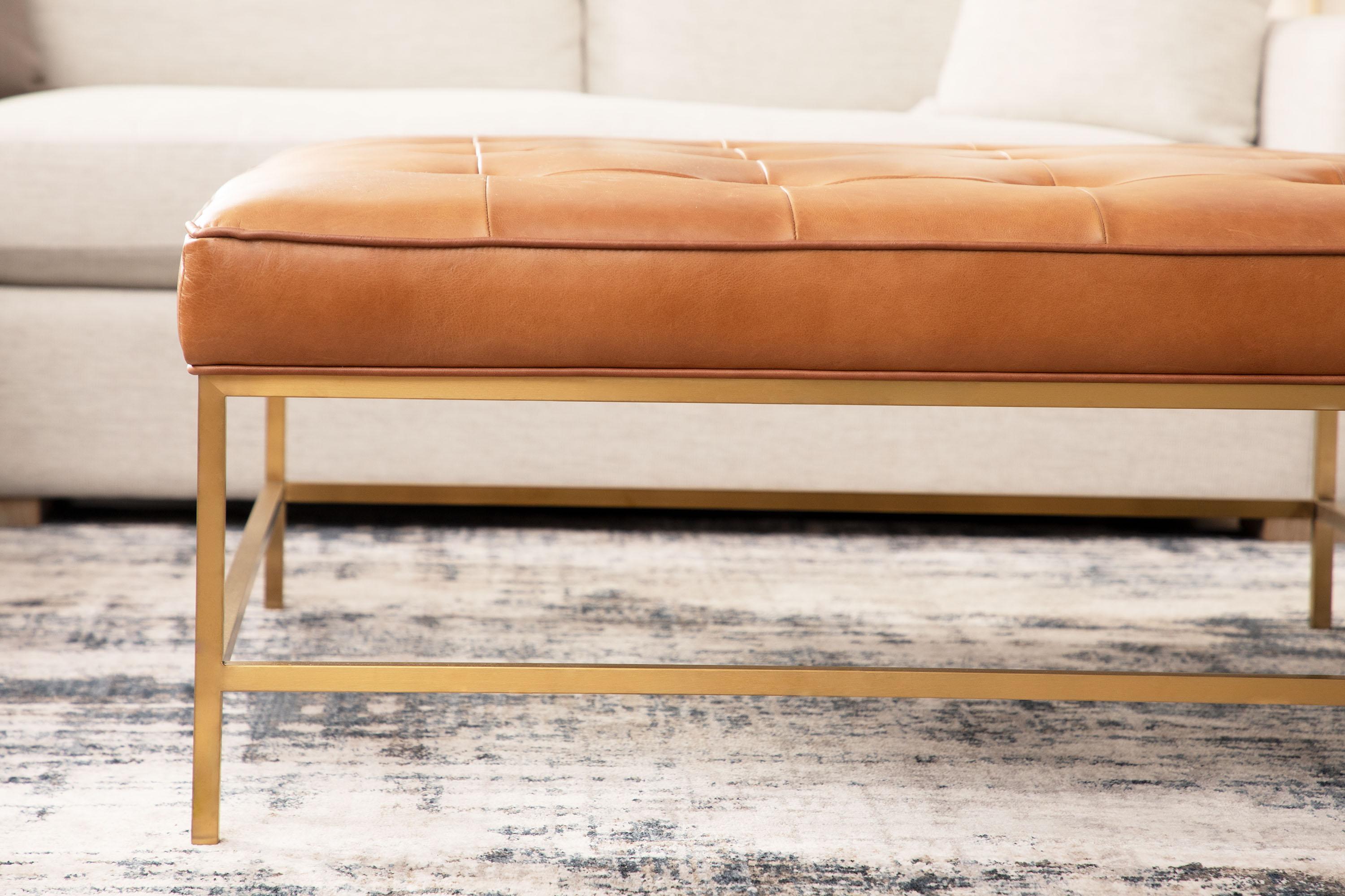 Leather upholstered coffee table discount